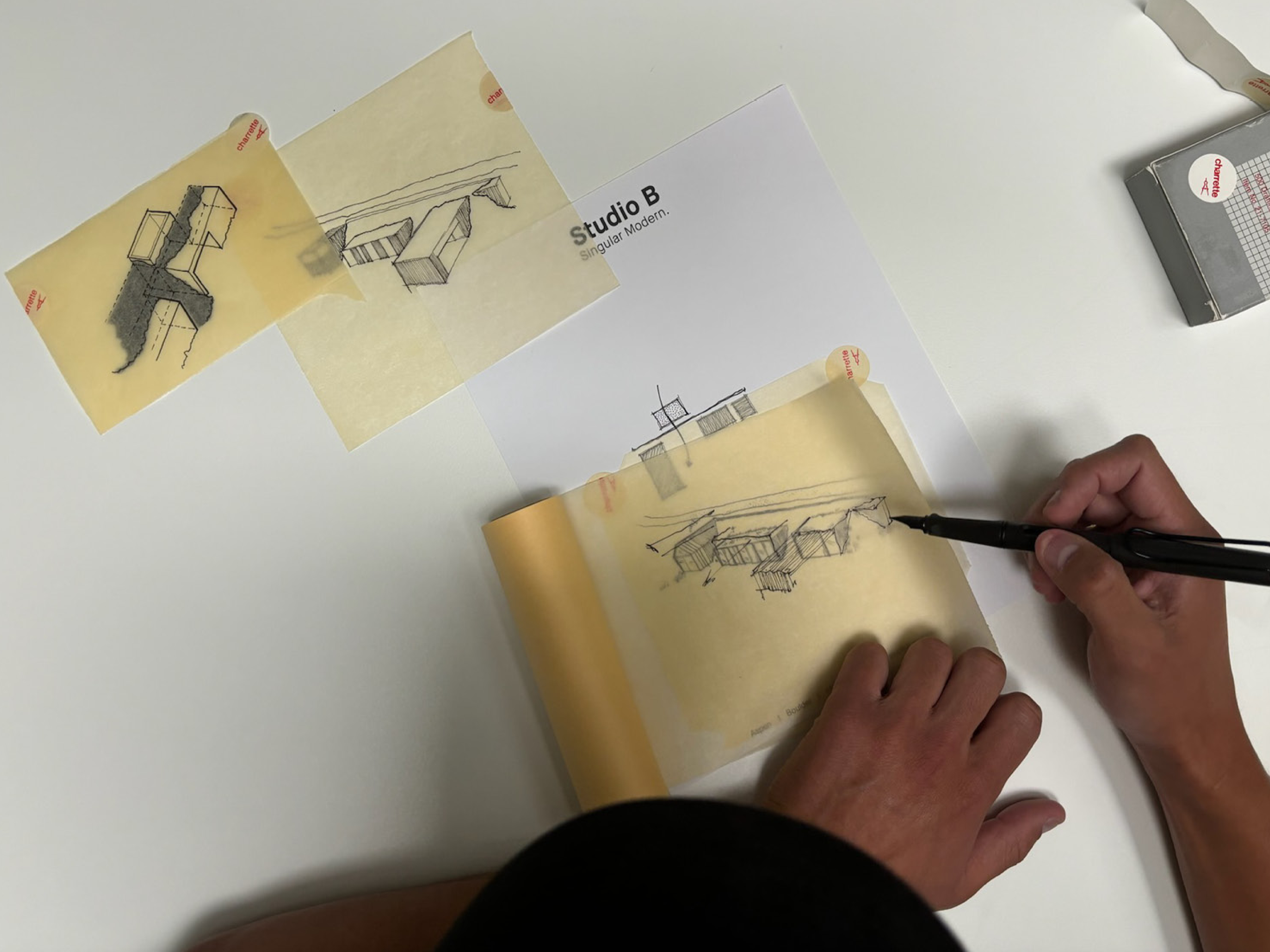 studio b concept sketch trace paper ideas